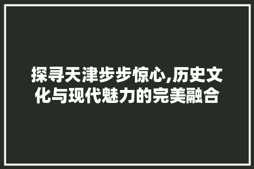 探寻天津步步惊心,历史文化与现代魅力的完美融合