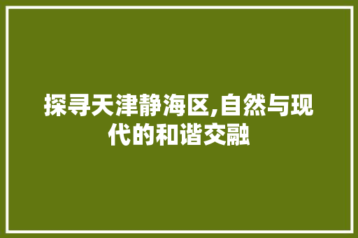 探寻天津静海区,自然与现代的和谐交融