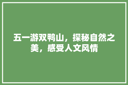 五一游双鸭山，探秘自然之美，感受人文风情