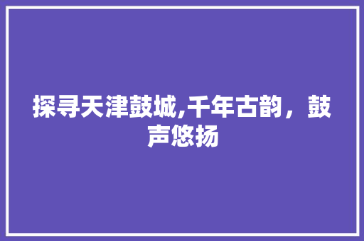 探寻天津鼓城,千年古韵，鼓声悠扬