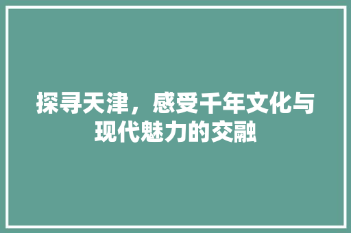 探寻天津，感受千年文化与现代魅力的交融