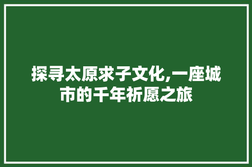 探寻太原求子文化,一座城市的千年祈愿之旅