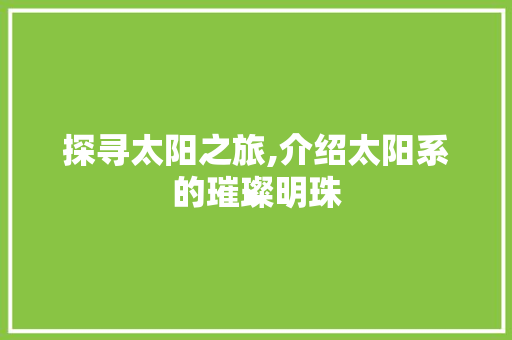 探寻太阳之旅,介绍太阳系的璀璨明珠