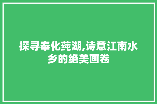 探寻奉化莼湖,诗意江南水乡的绝美画卷