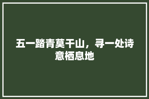 五一踏青莫干山，寻一处诗意栖息地  第1张