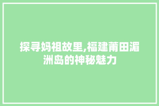 探寻妈祖故里,福建莆田湄洲岛的神秘魅力