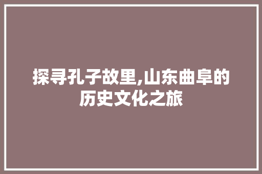 探寻孔子故里,山东曲阜的历史文化之旅