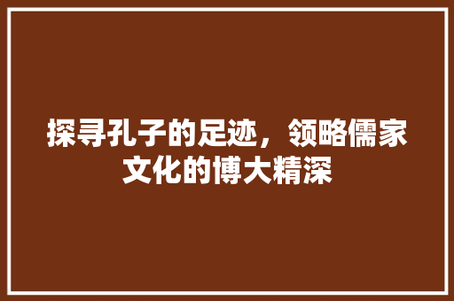 探寻孔子的足迹，领略儒家文化的博大精深