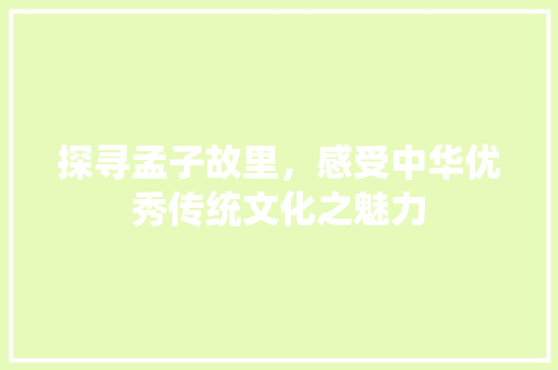 探寻孟子故里，感受中华优秀传统文化之魅力