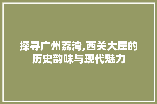 探寻广州荔湾,西关大屋的历史韵味与现代魅力