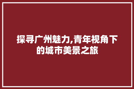 探寻广州魅力,青年视角下的城市美景之旅