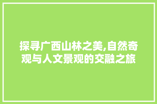 探寻广西山林之美,自然奇观与人文景观的交融之旅