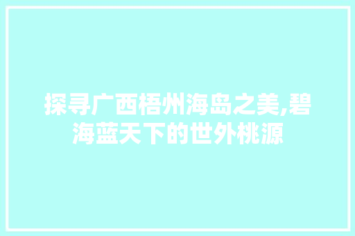 探寻广西梧州海岛之美,碧海蓝天下的世外桃源