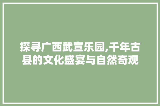 探寻广西武宣乐园,千年古县的文化盛宴与自然奇观