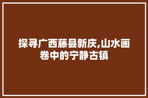 探寻广西藤县新庆,山水画卷中的宁静古镇