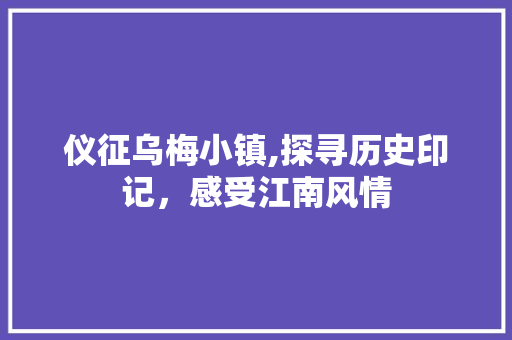 仪征乌梅小镇,探寻历史印记，感受江南风情