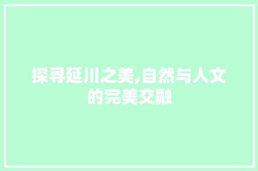 探寻延川之美,自然与人文的完美交融