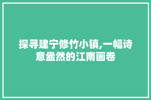 探寻建宁修竹小镇,一幅诗意盎然的江南画卷