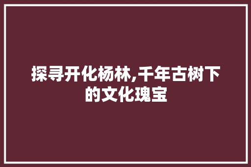 探寻开化杨林,千年古树下的文化瑰宝