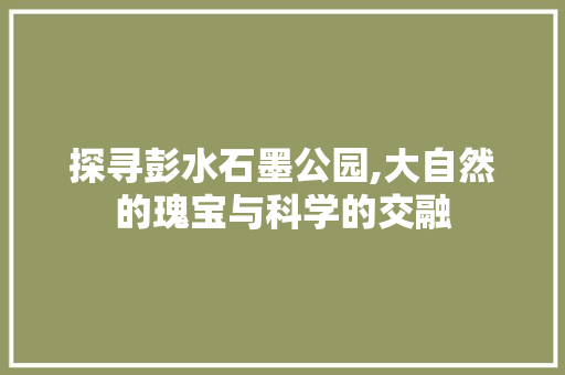 探寻彭水石墨公园,大自然的瑰宝与科学的交融