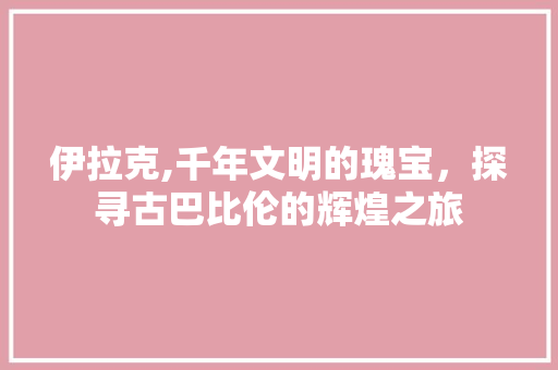 伊拉克,千年文明的瑰宝，探寻古巴比伦的辉煌之旅