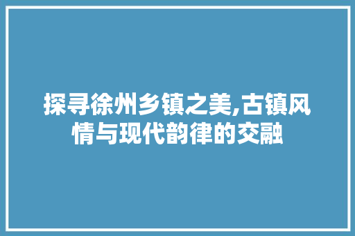 探寻徐州乡镇之美,古镇风情与现代韵律的交融