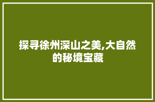 探寻徐州深山之美,大自然的秘境宝藏