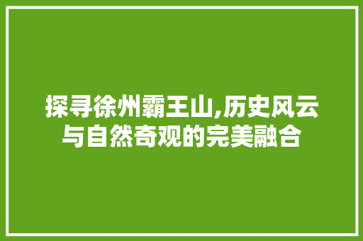 探寻徐州霸王山,历史风云与自然奇观的完美融合