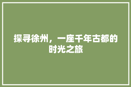 探寻徐州，一座千年古都的时光之旅