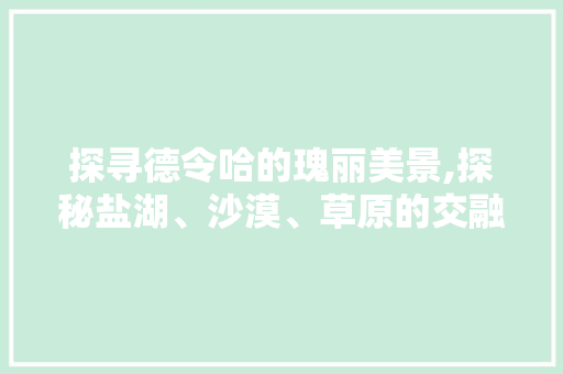 探寻德令哈的瑰丽美景,探秘盐湖、沙漠、草原的交融之旅  第1张