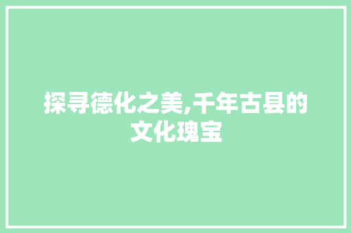 探寻德化之美,千年古县的文化瑰宝