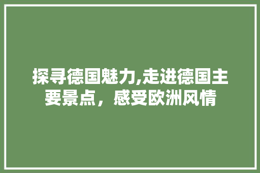 探寻德国魅力,走进德国主要景点，感受欧洲风情