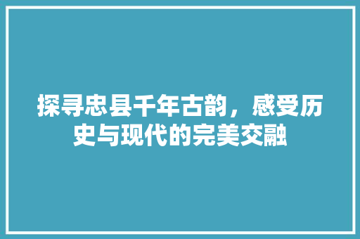 探寻忠县千年古韵，感受历史与现代的完美交融