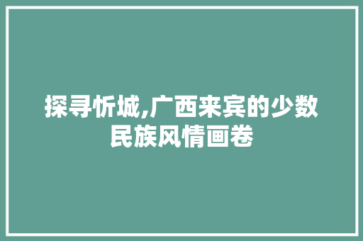 探寻忻城,广西来宾的少数民族风情画卷