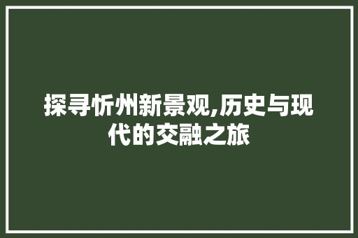 探寻忻州新景观,历史与现代的交融之旅