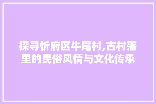 探寻忻府区牛尾村,古村落里的民俗风情与文化传承