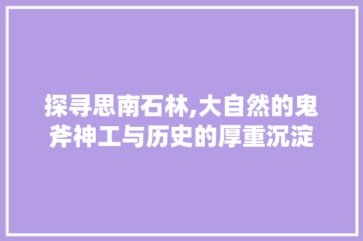 探寻思南石林,大自然的鬼斧神工与历史的厚重沉淀