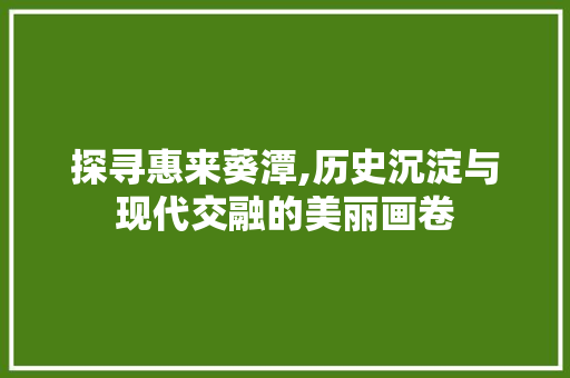 探寻惠来葵潭,历史沉淀与现代交融的美丽画卷