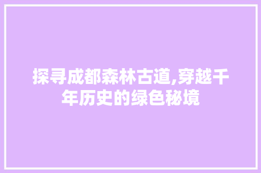 探寻成都森林古道,穿越千年历史的绿色秘境