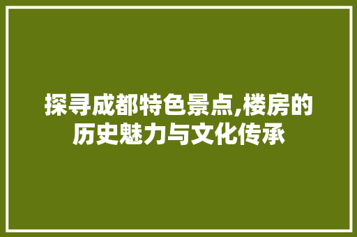 探寻成都特色景点,楼房的历史魅力与文化传承