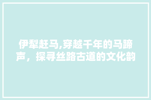 伊犁赶马,穿越千年的马蹄声，探寻丝路古道的文化韵律