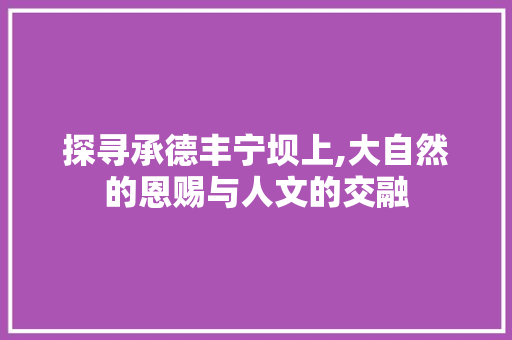 探寻承德丰宁坝上,大自然的恩赐与人文的交融