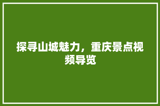 探寻山城魅力，重庆景点视频导览