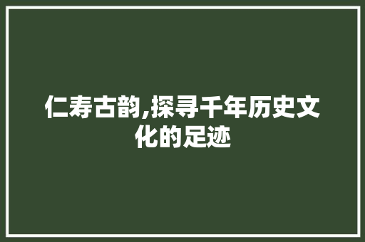 仁寿古韵,探寻千年历史文化的足迹