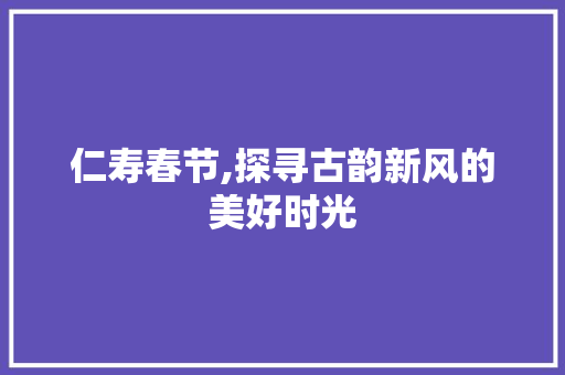 仁寿春节,探寻古韵新风的美好时光  第1张