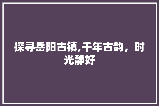 探寻岳阳古镇,千年古韵，时光静好