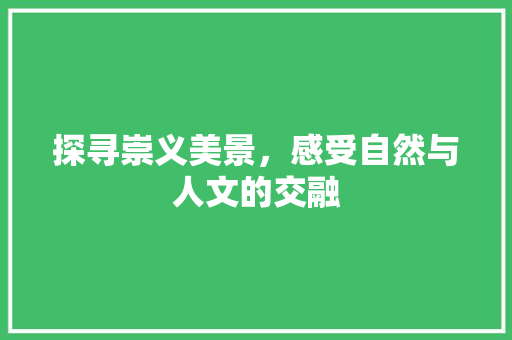 探寻崇义美景，感受自然与人文的交融