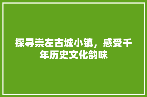 探寻崇左古城小镇，感受千年历史文化韵味