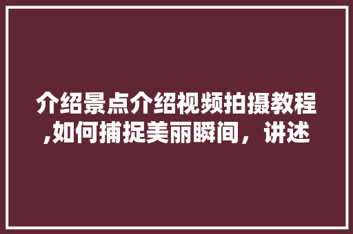 介绍景点介绍视频拍摄教程,如何捕捉美丽瞬间，讲述动人故事