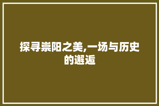 探寻崇阳之美,一场与历史的邂逅